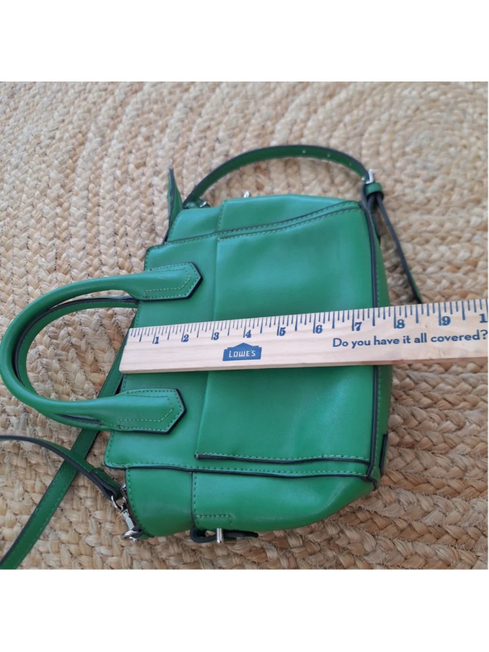 REED Satchel Purse Bag Kelly Green Double Handles Zip Closure Shoulder Strap